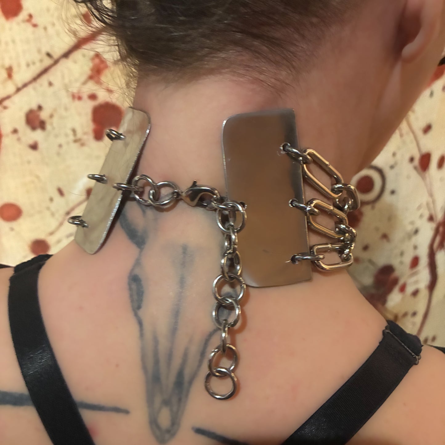 Triple chain straight choker - steel