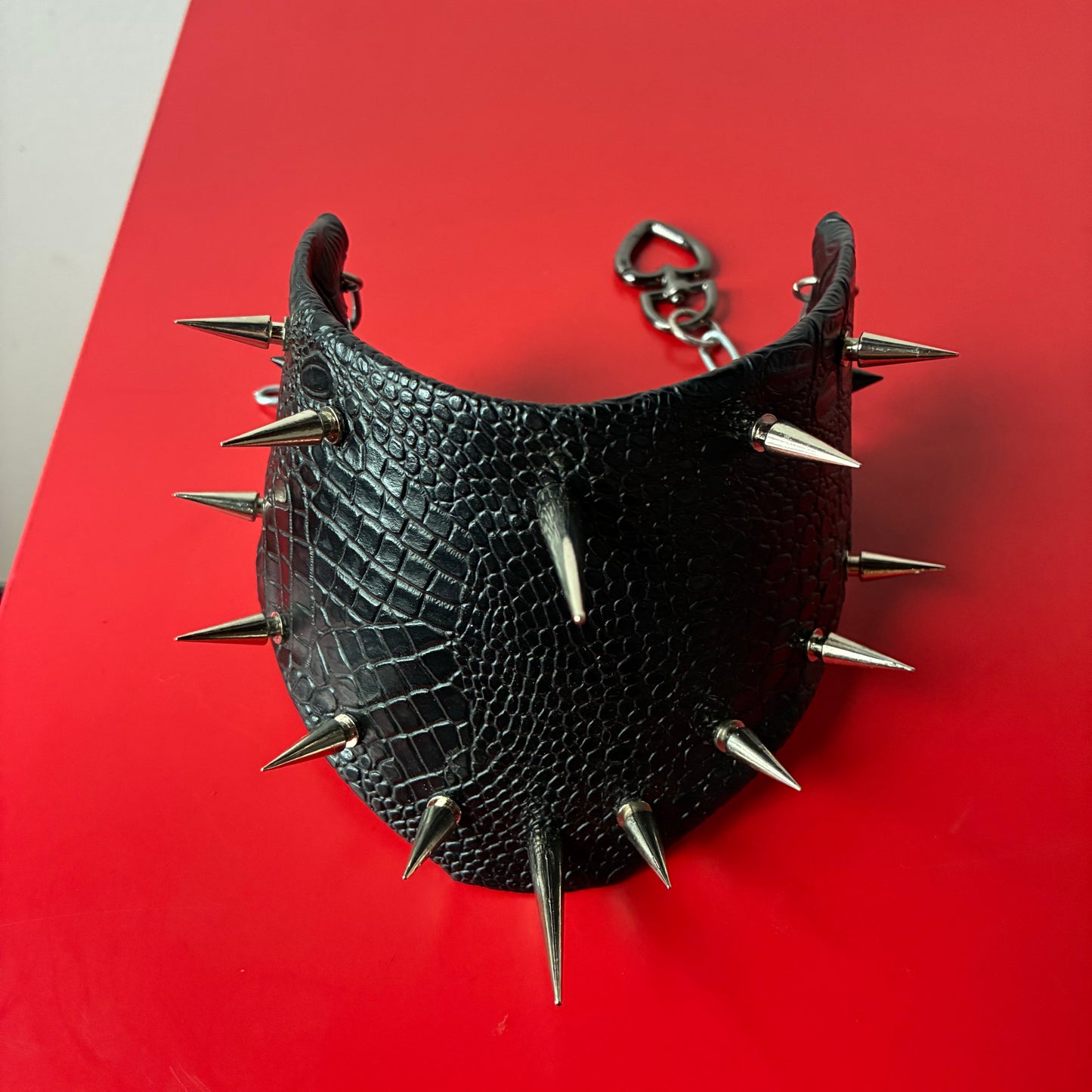 Leather Queen — Faux Croc Leather & Spike Posture Collar