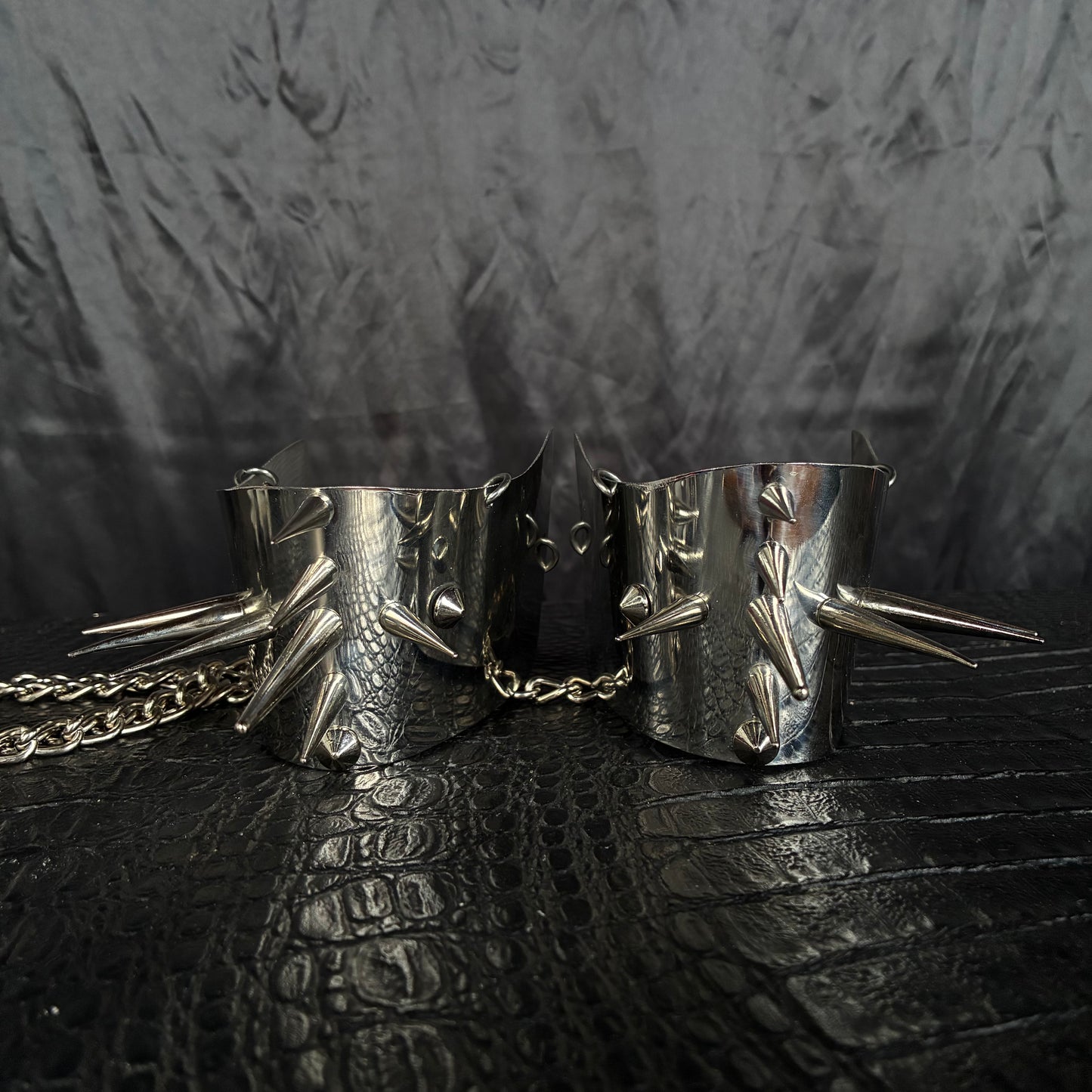 Behemoth - Pleaser boot harness with spikes, steel and alloy