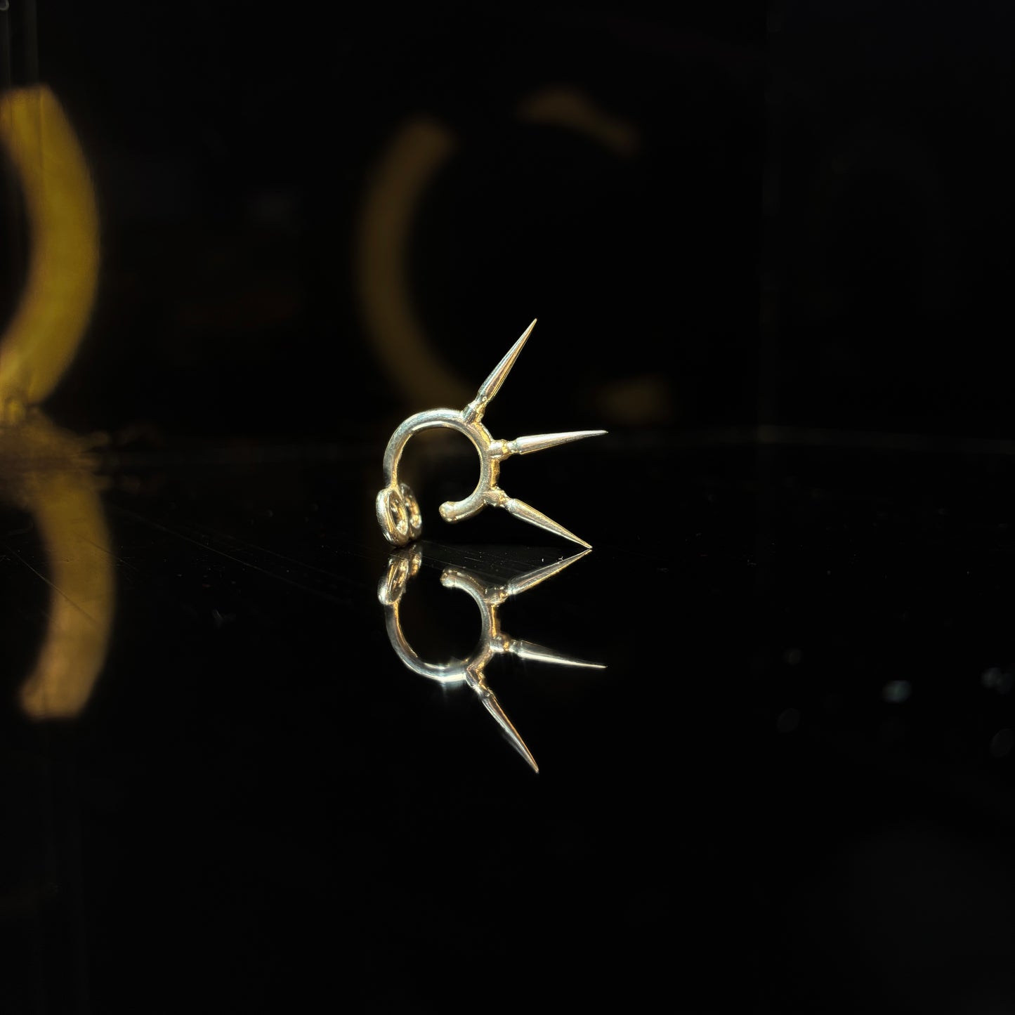 Triple penetration - stiletto spike lip cuff, sterling silver