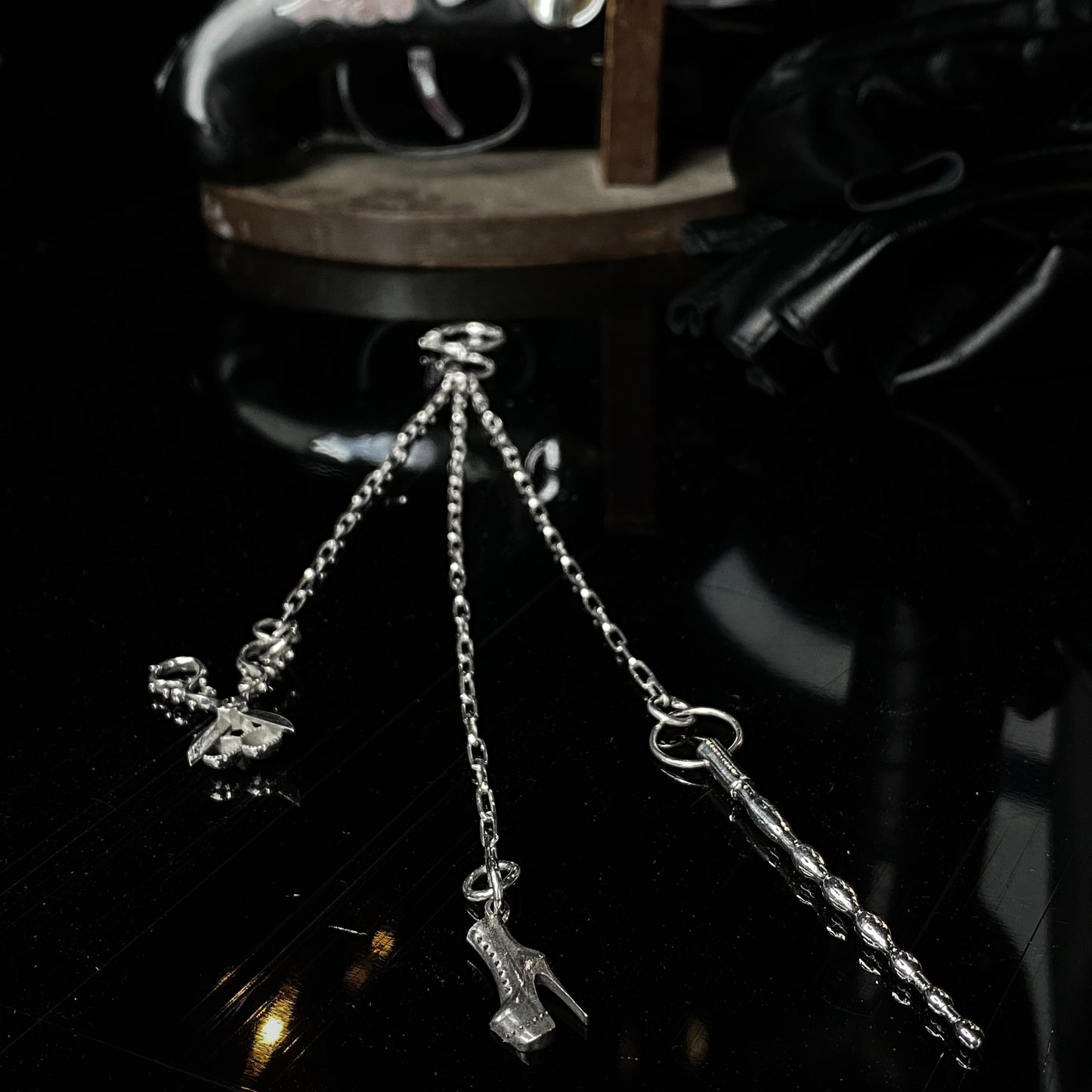 Châtelaine - miniature torture tools hip chain, silver