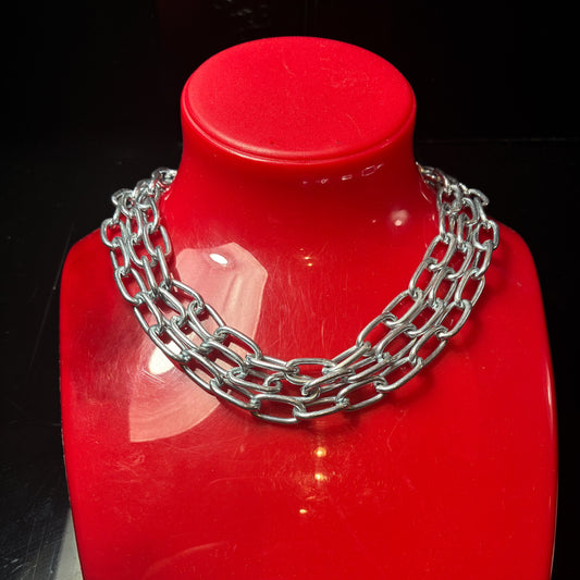 Triple small chain choker - stainless