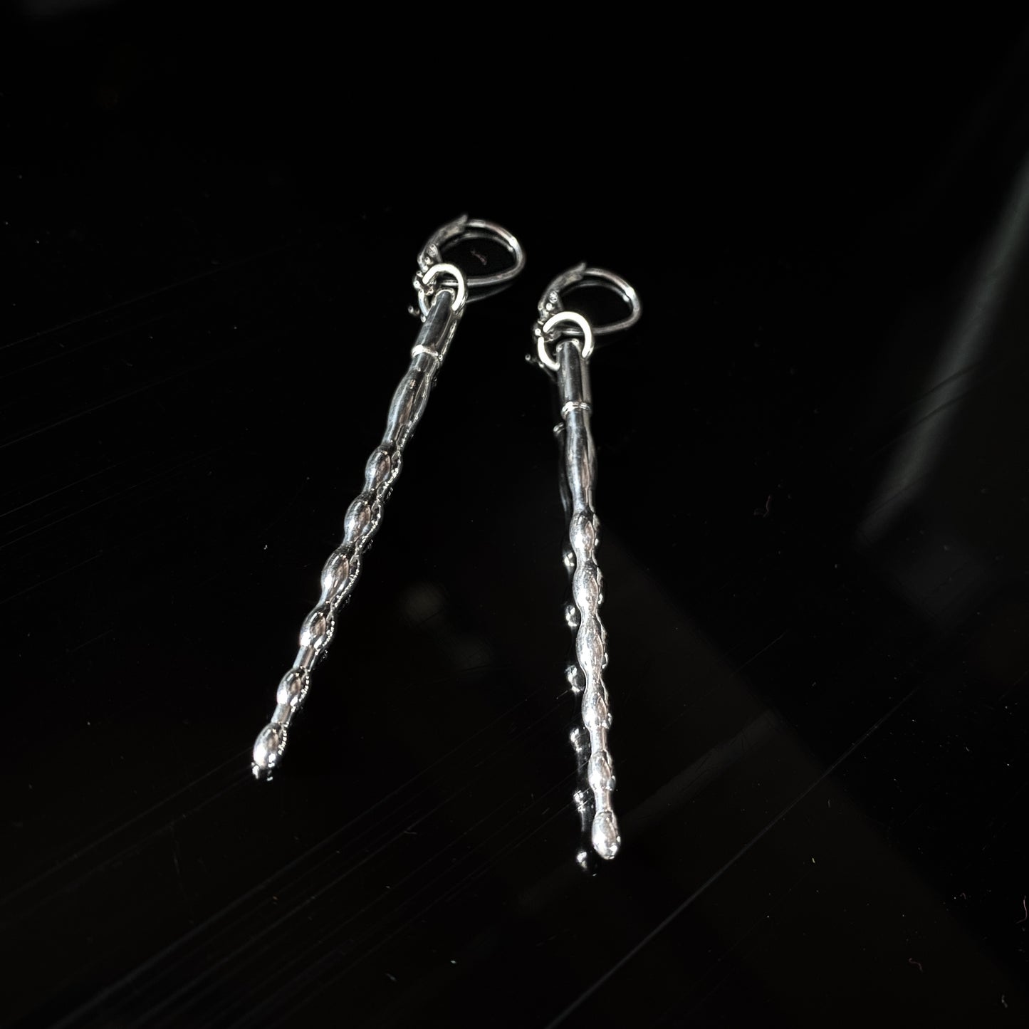 Penetrate - Urethral sound penis plug mini replica earrings, silver