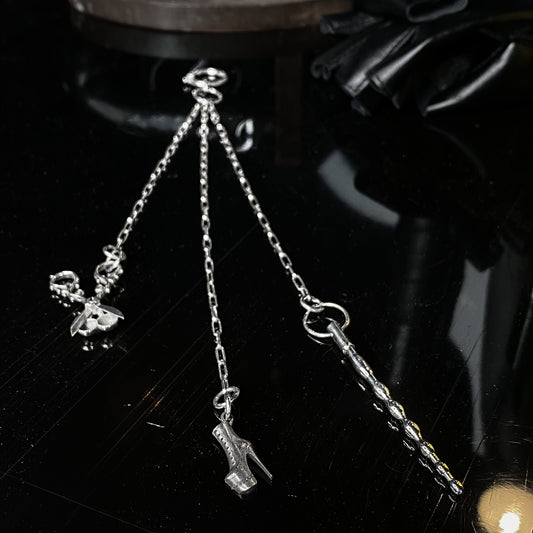 Châtelaine - miniature torture tools hip chain, silver