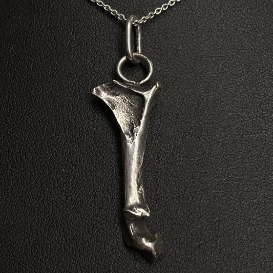 Relic - minimalist taxidermy bone chain, silver