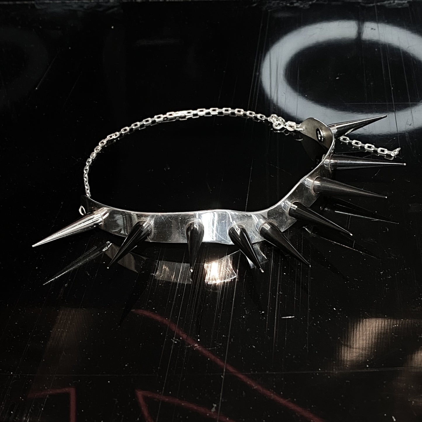 Dainty rose - mini metallic choker with spikes, silver, stainless steel