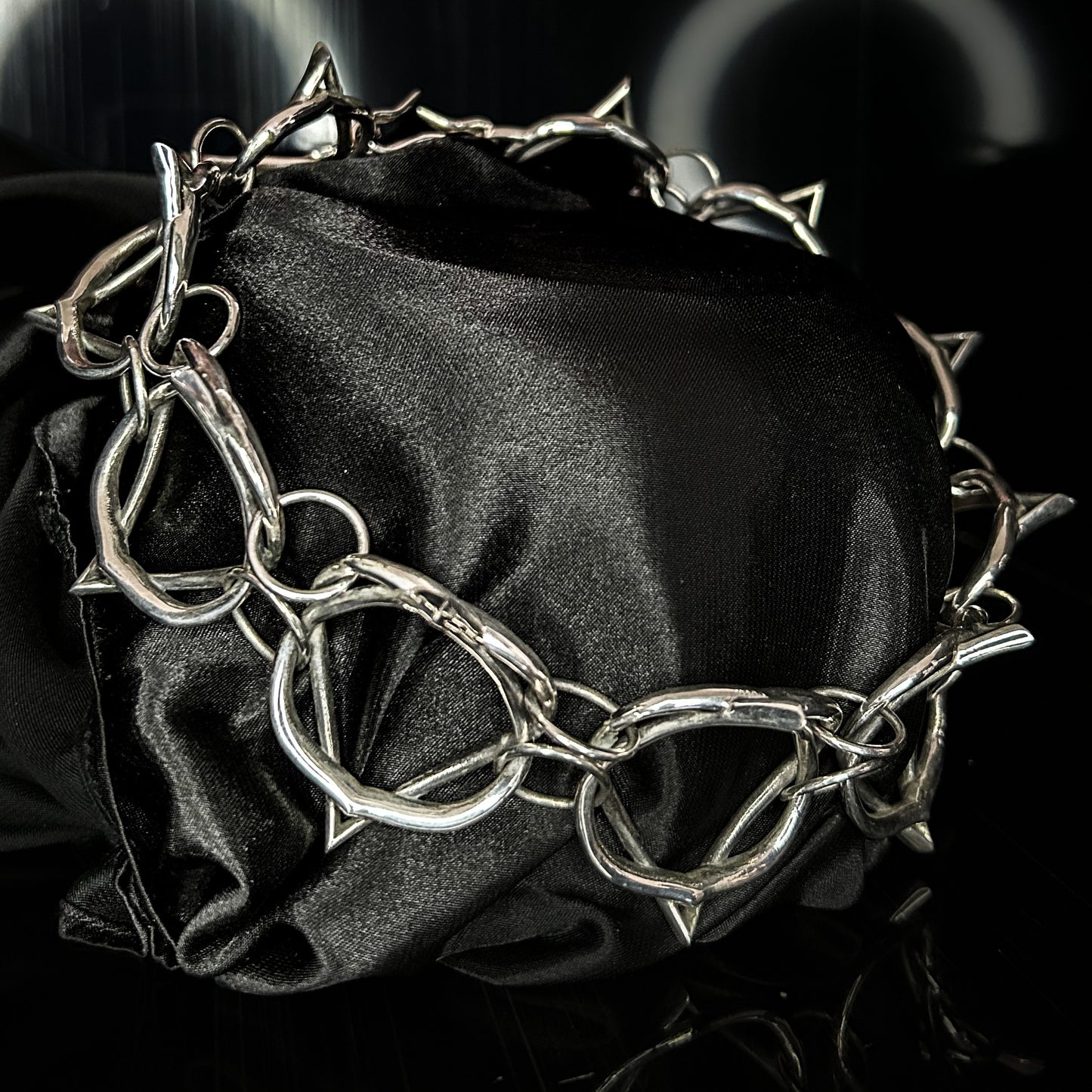 Medusa - massive spiked choker chain, silver