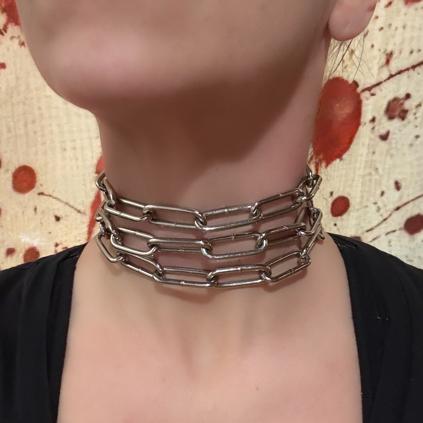 Triple chain straight choker - steel