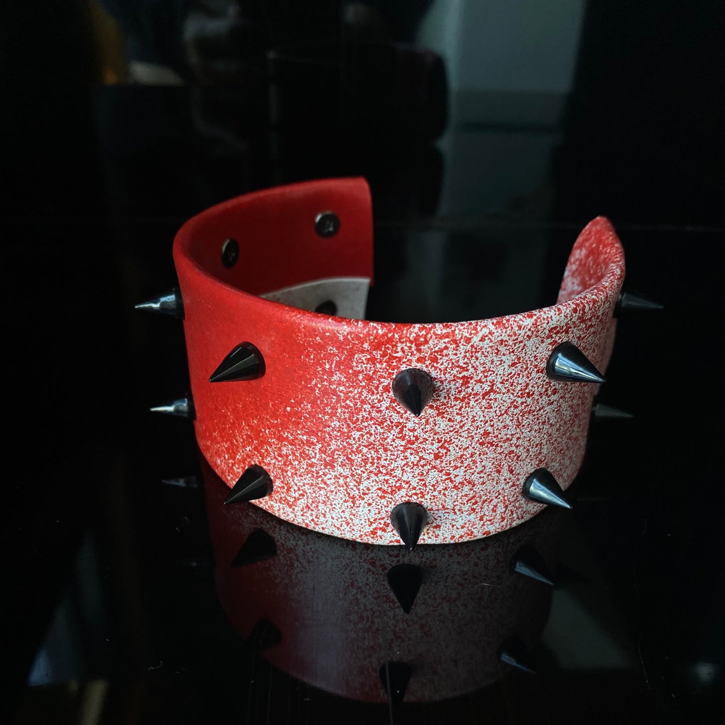 Red widow - bloody vinyl black studs arm band