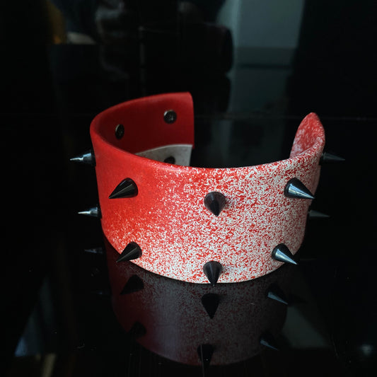 Red widow - bloody vinyl black studs arm band