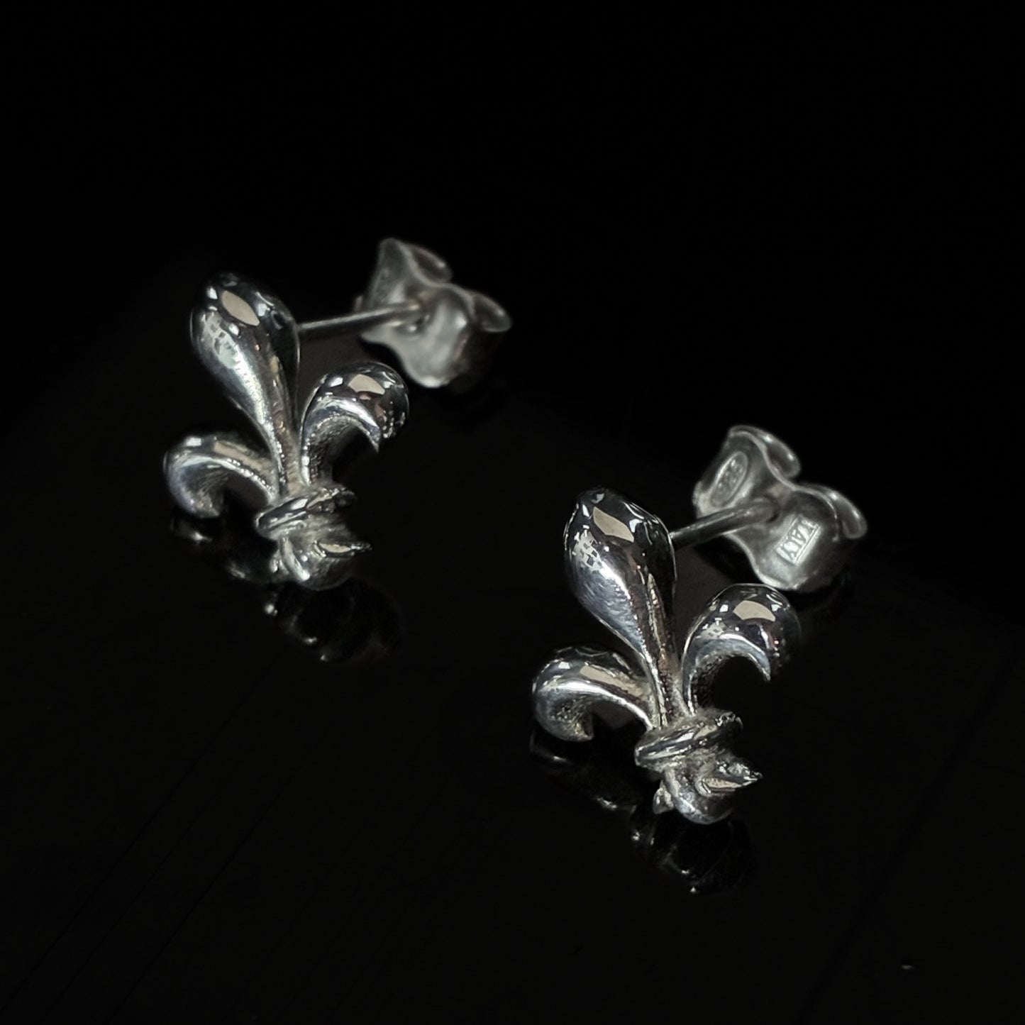 Royale - fleur de lys ear studs, sterling silver
