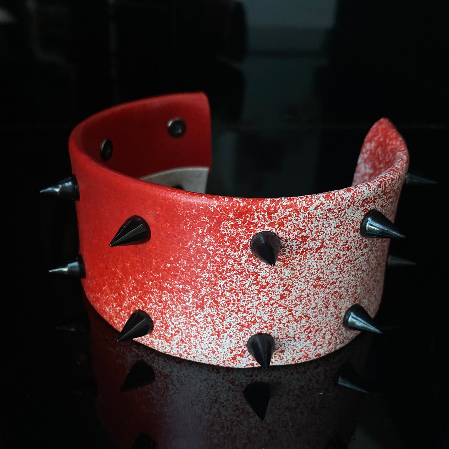 Red widow - bloody vinyl black studs arm band