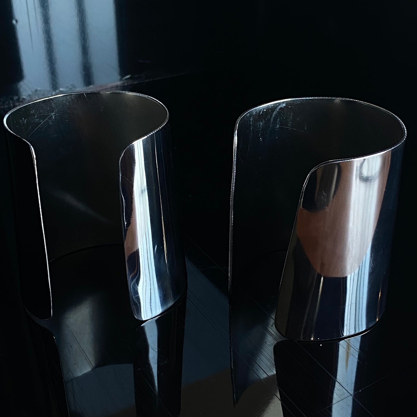 Athena - large stainless steel arm cuffs