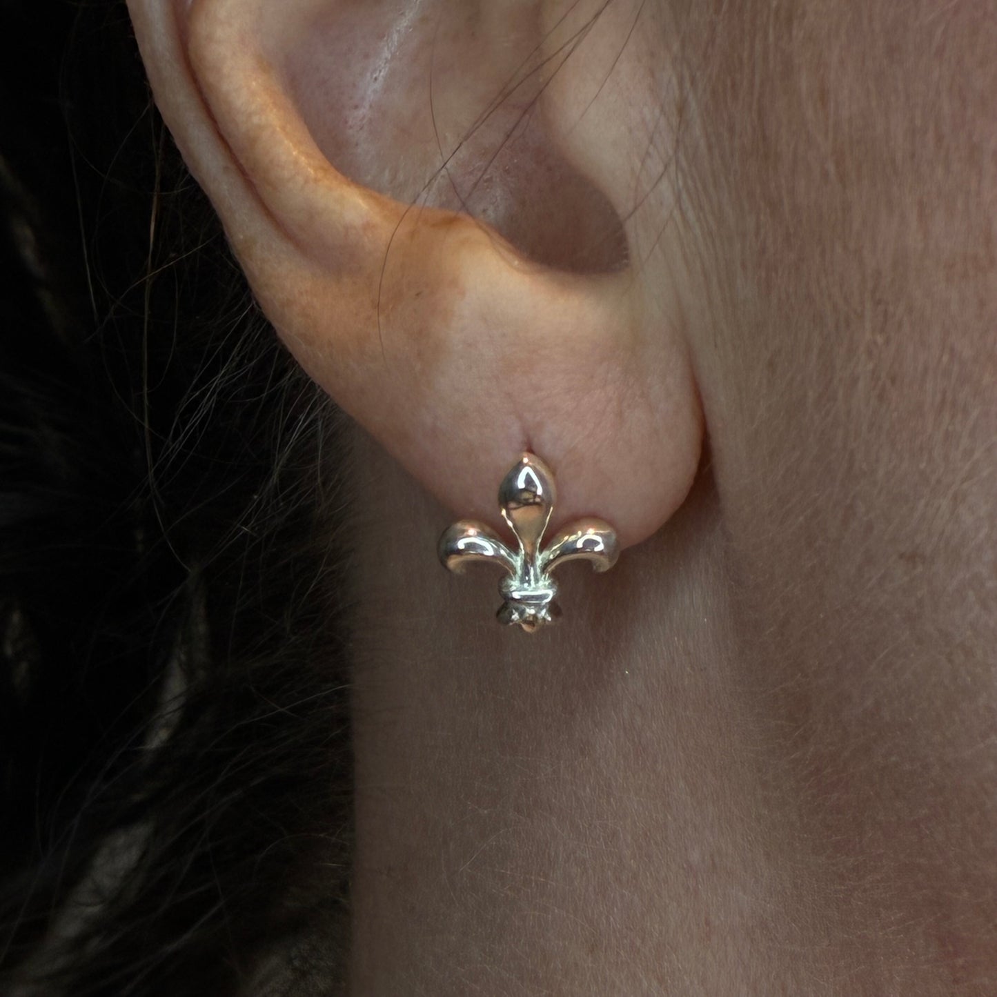 Royale - fleur de lys ear studs, sterling silver