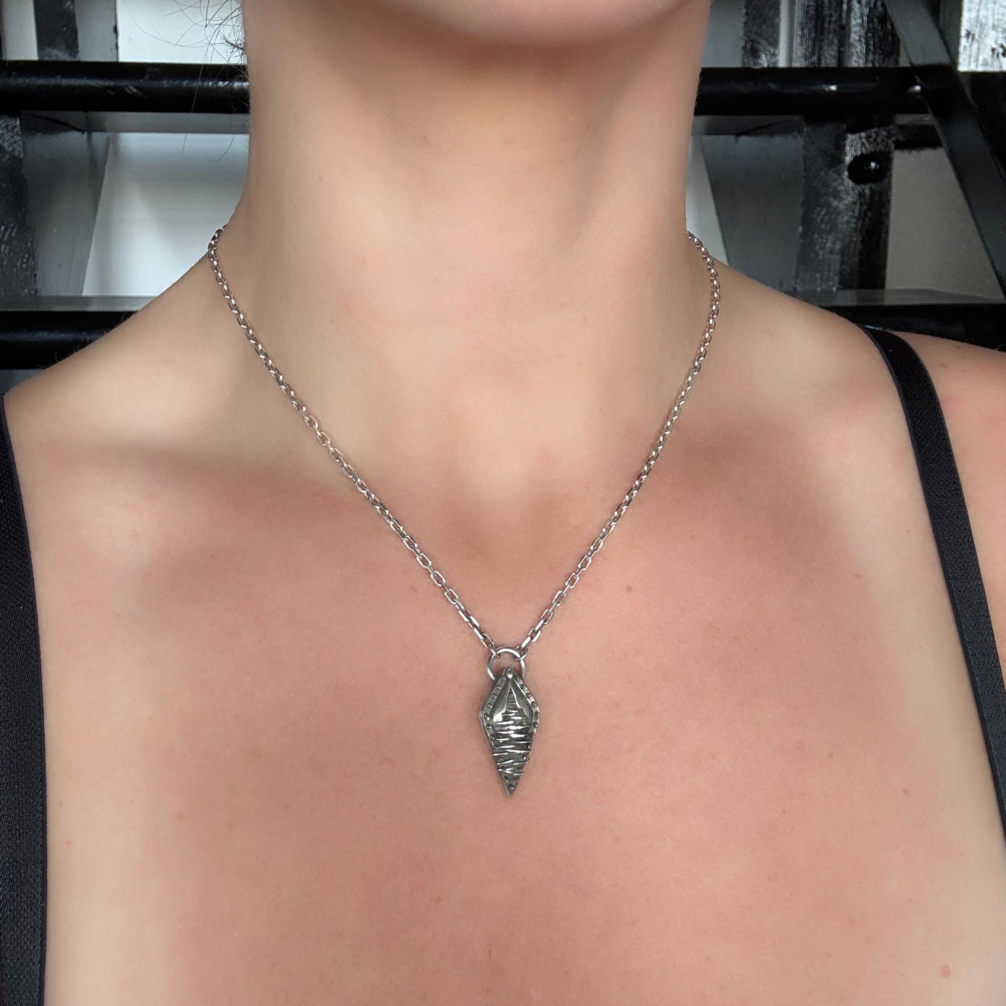 Vagina Dentata - female genitals with spike teeth pendant, sterling silver
