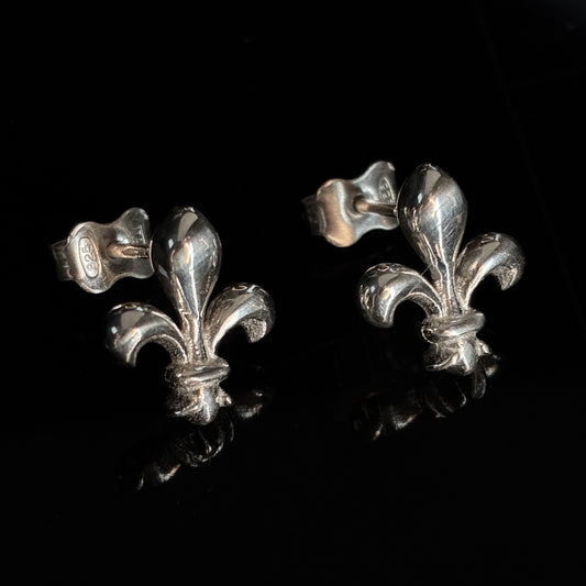Royale - fleur de lys ear studs, sterling silver