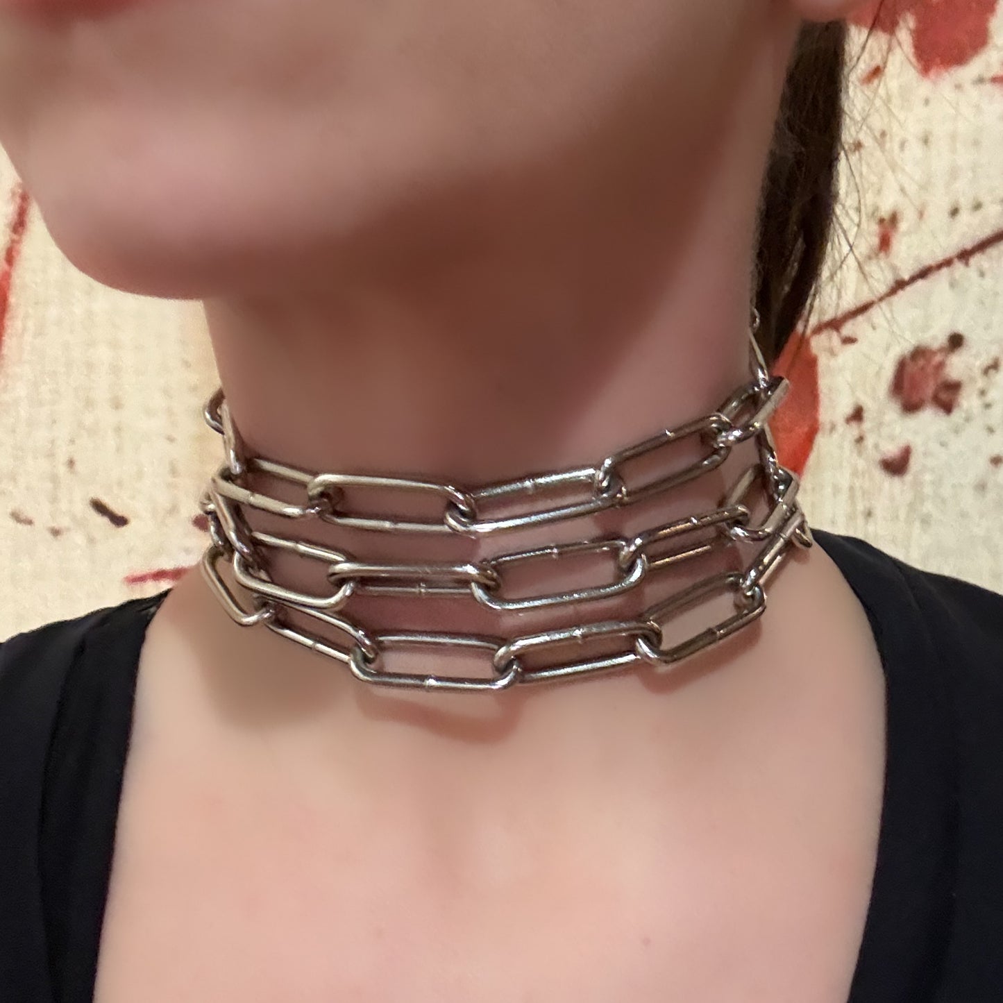 Triple chain straight choker - steel
