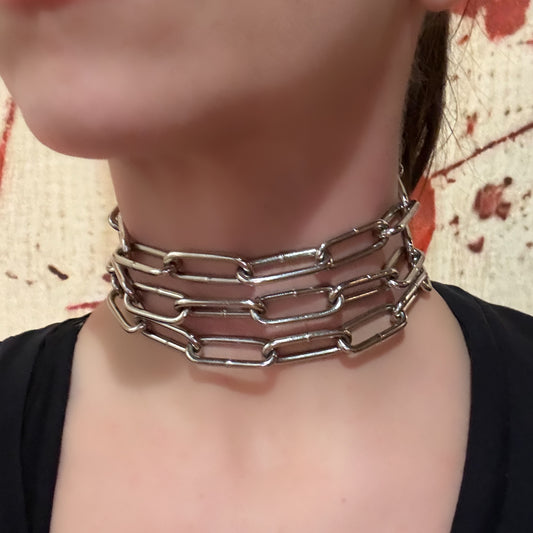 Triple chain straight choker - steel