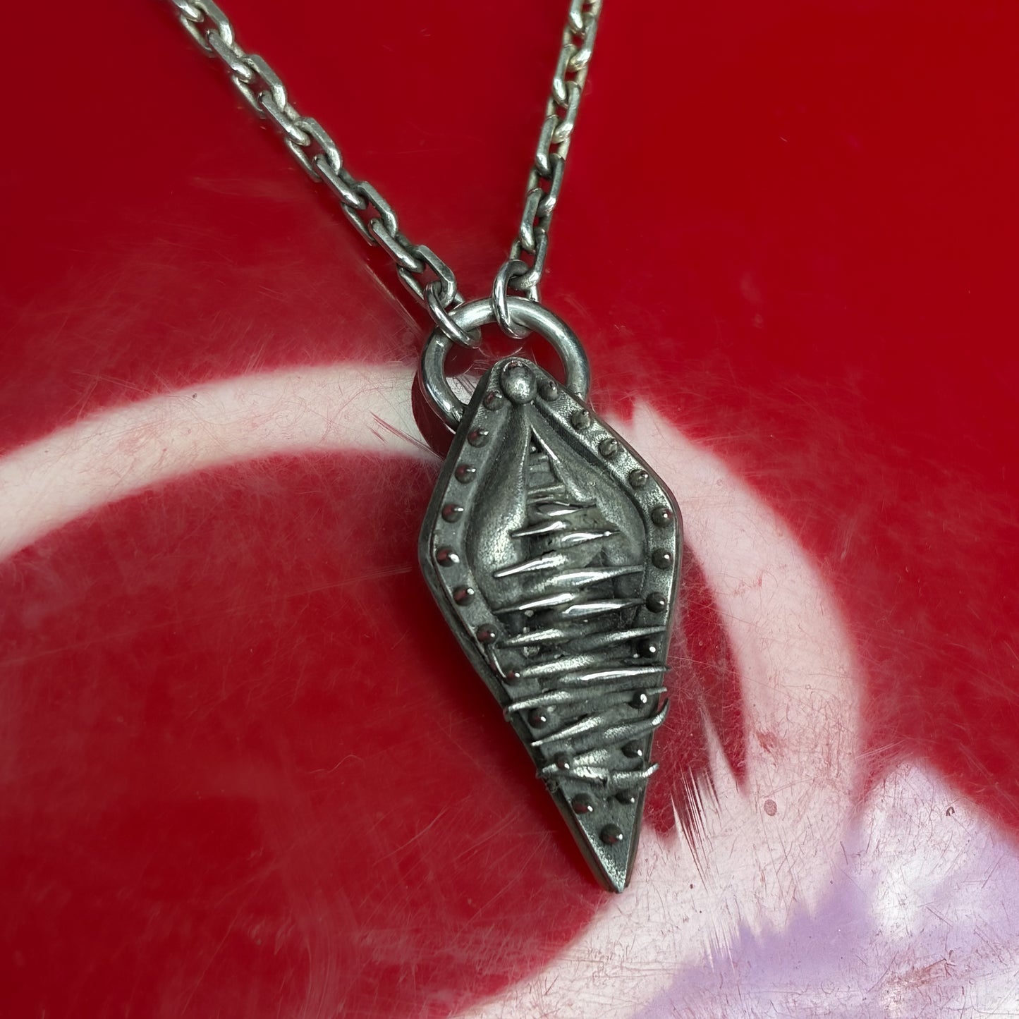 Vagina Dentata - female genitals with spike teeth pendant, sterling silver