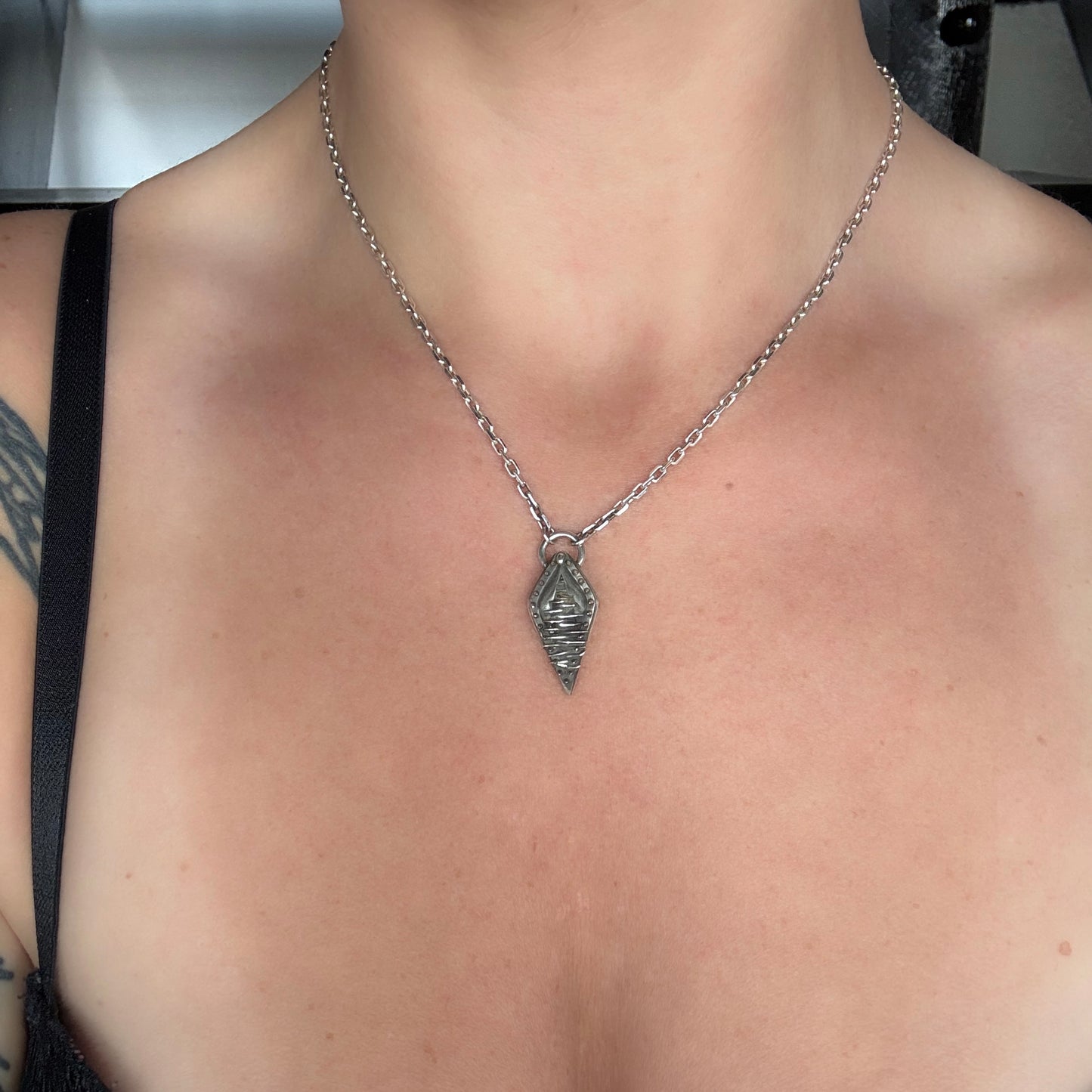 Vagina Dentata - female genitals with spike teeth pendant, sterling silver