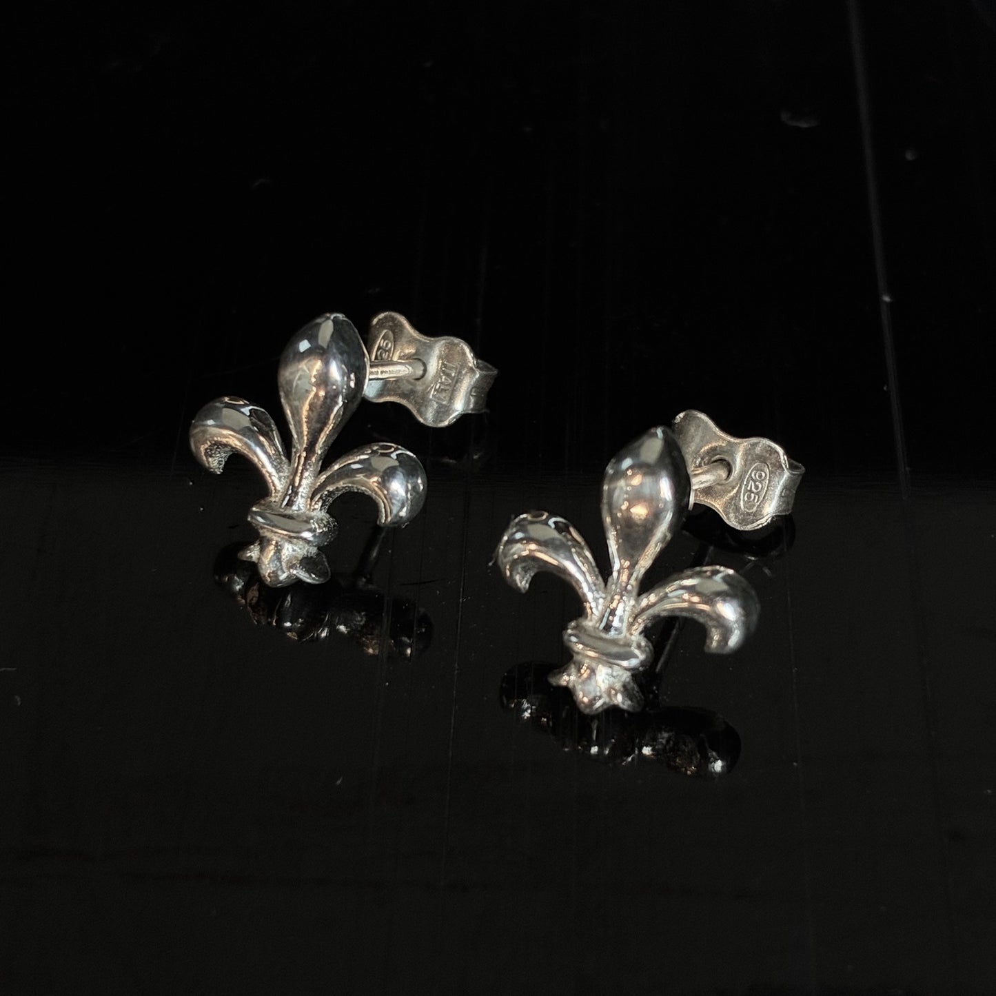 Royale - fleur de lys ear studs, sterling silver