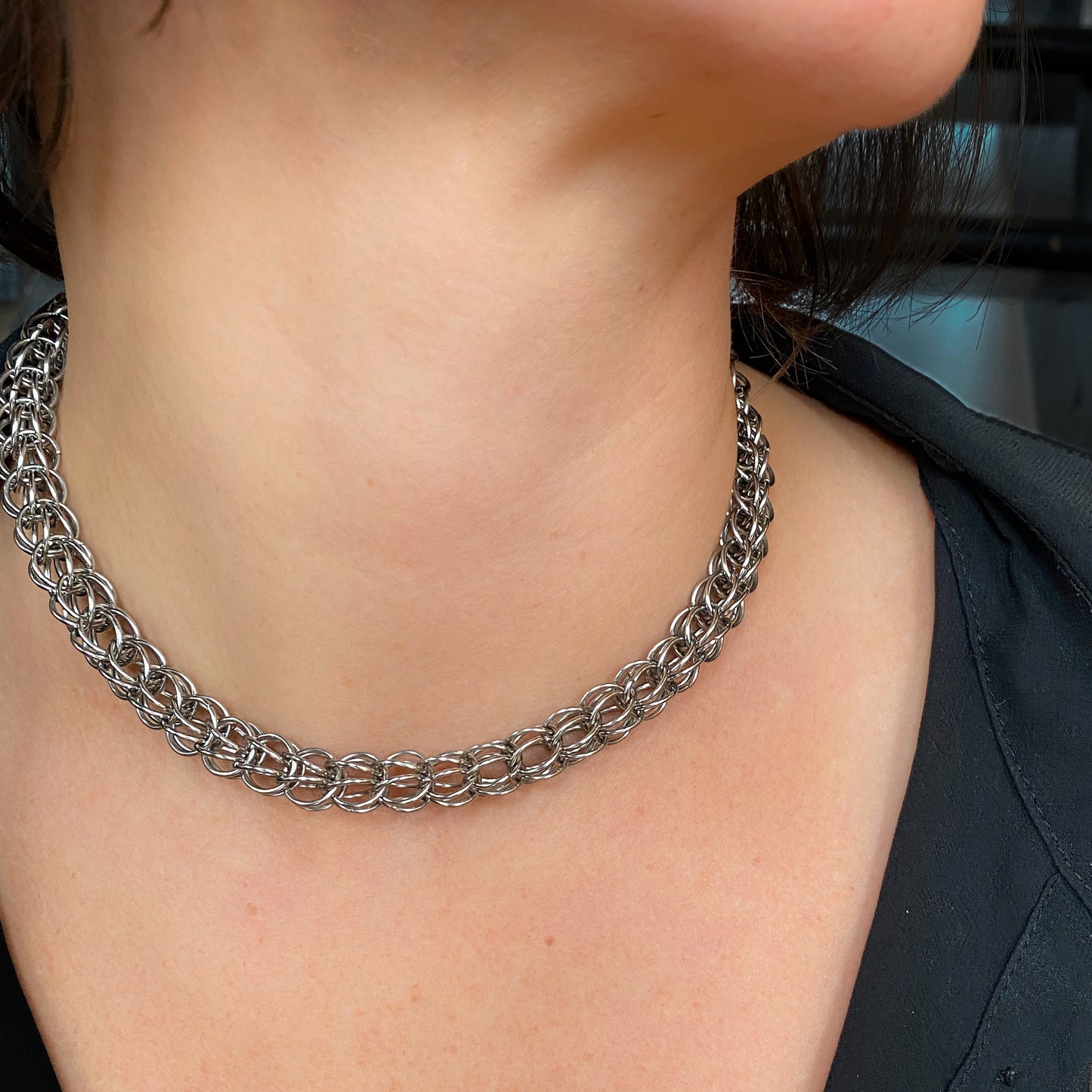 Ritch Bitch - persian knot chain mail choker chain, stainless steel