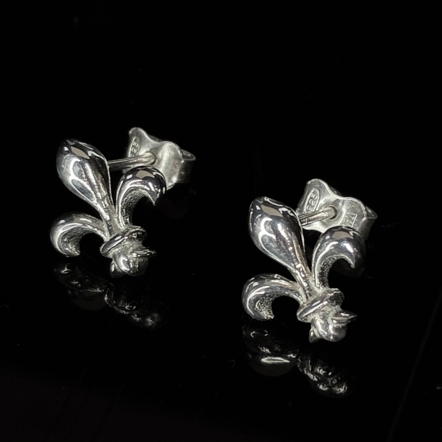 Royale - fleur de lys ear studs, sterling silver