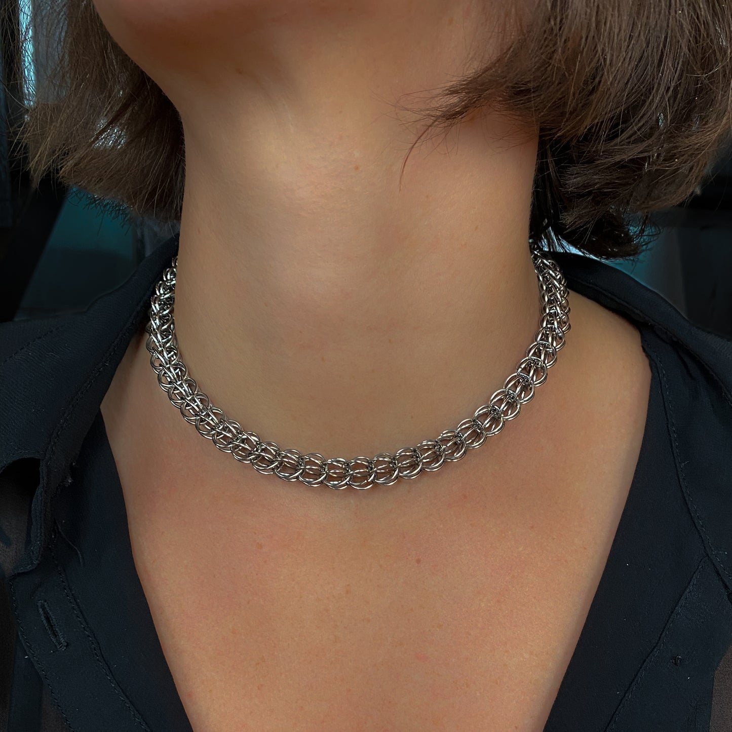 Ritch Bitch - persian knot chain mail choker chain, stainless steel