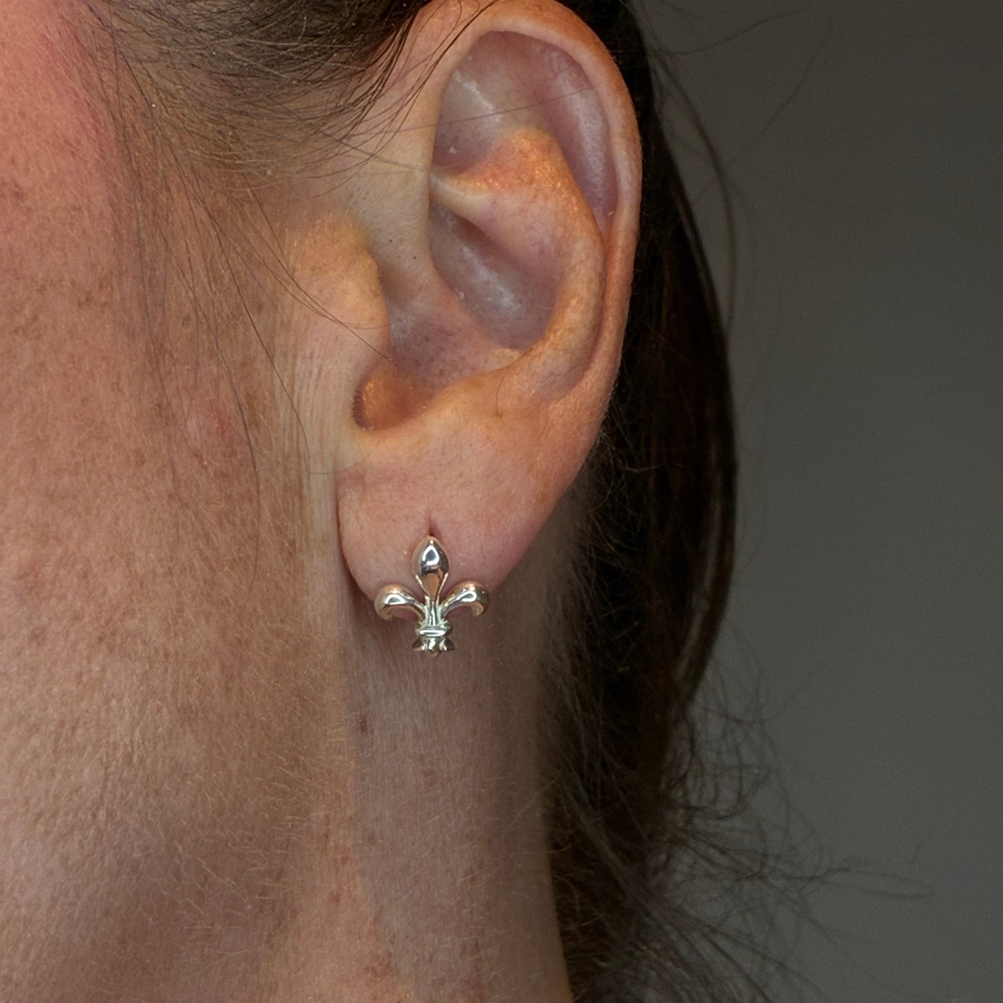 Royale - fleur de lys ear studs, sterling silver