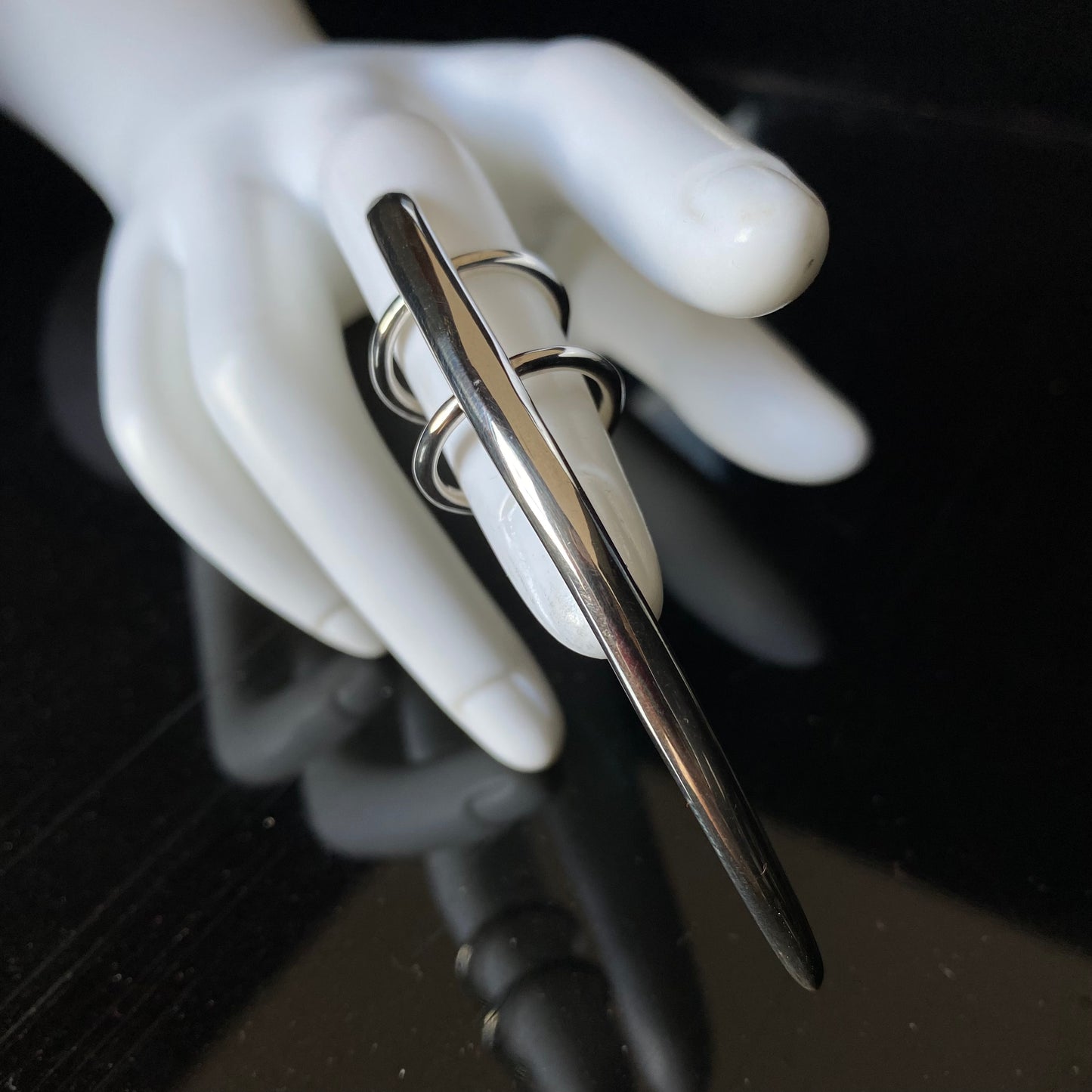Shelobb - Extra long knife play sterling silver claw ring