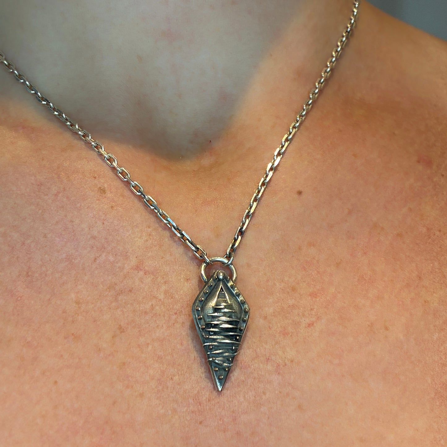 Vagina Dentata - female genitals with spike teeth pendant, sterling silver