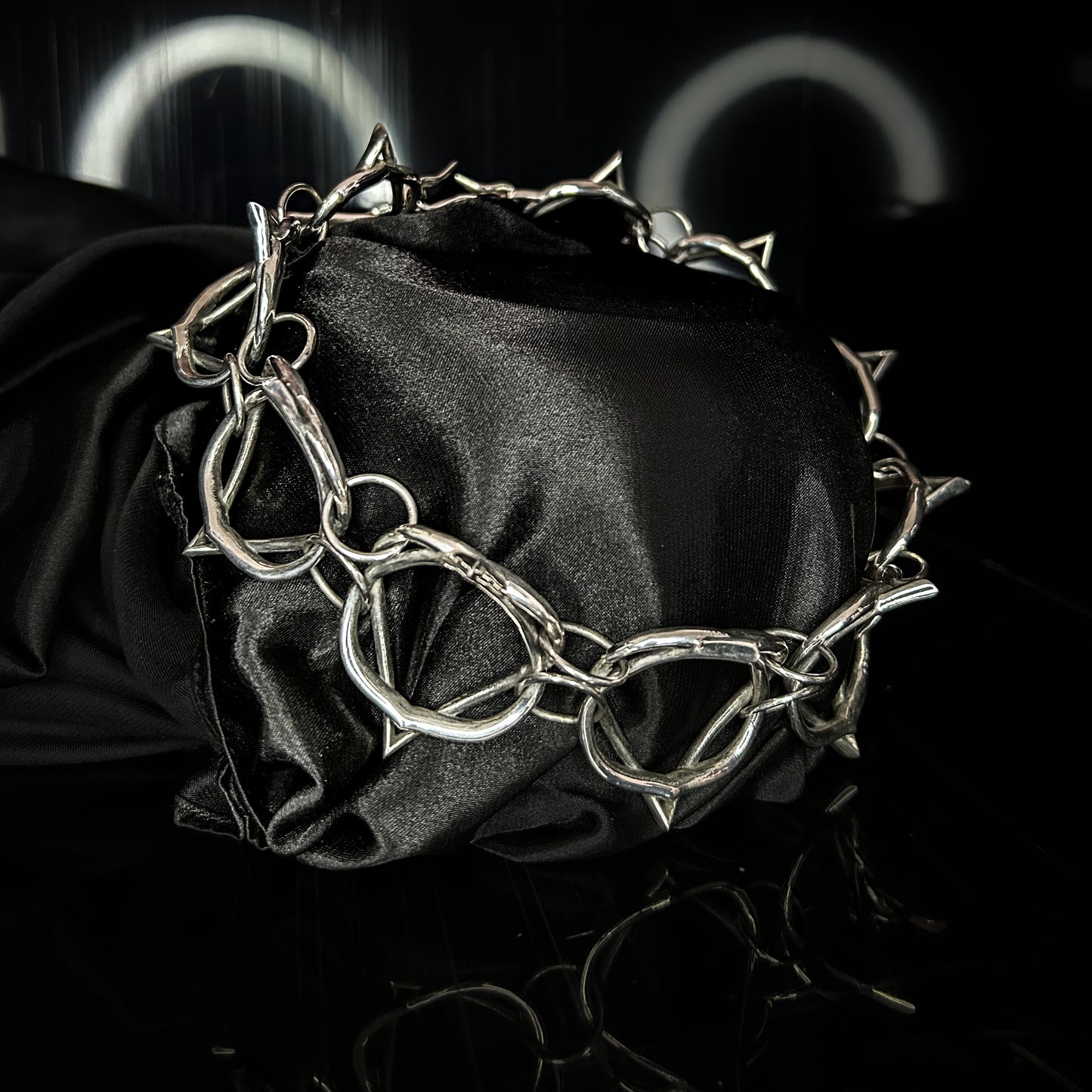 Medusa - massive spiked choker chain, silver