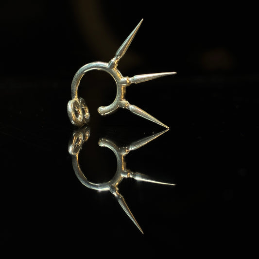 Triple penetration - stiletto spike lip cuff, sterling silver