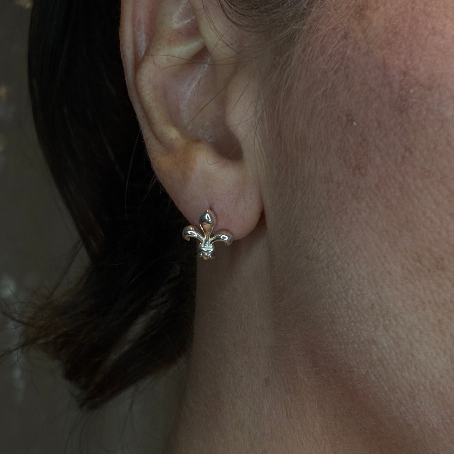 Royale - fleur de lys ear studs, sterling silver