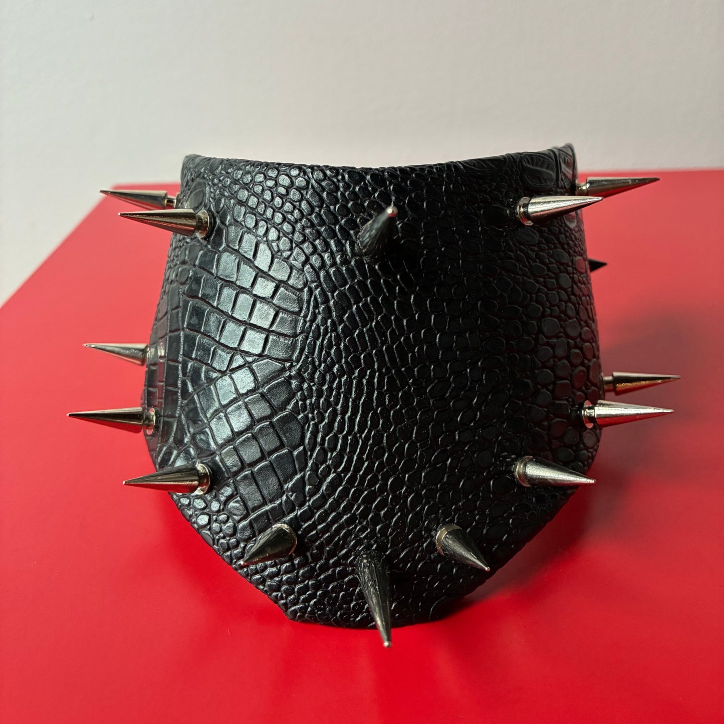 Leather Queen — Faux Croc Leather & Spike Posture Collar