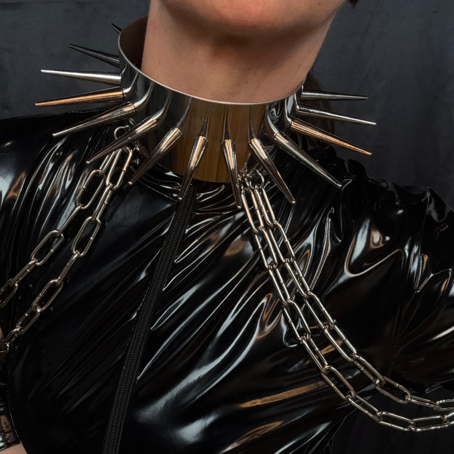 War Goddess 1 - Stainless steel choker with spikes and arm bands