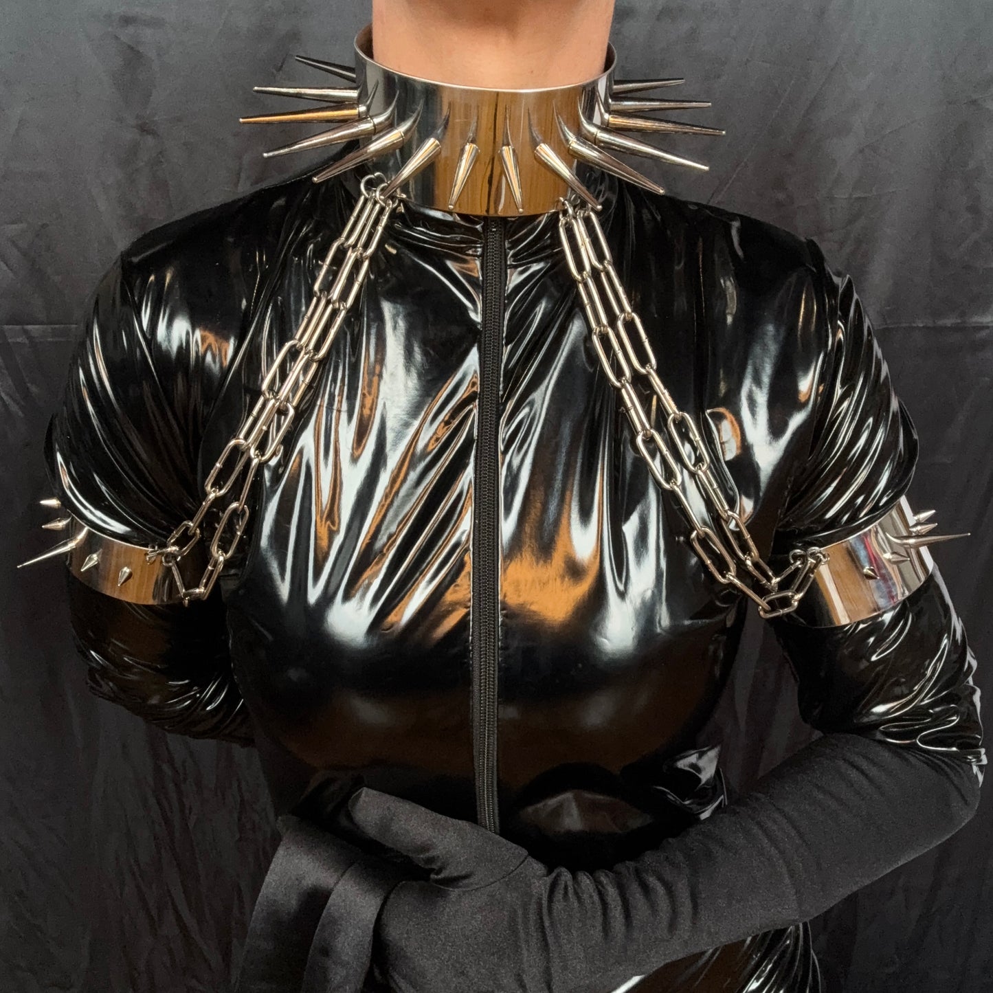 War Goddess 1 - Stainless steel choker with spikes and arm bands