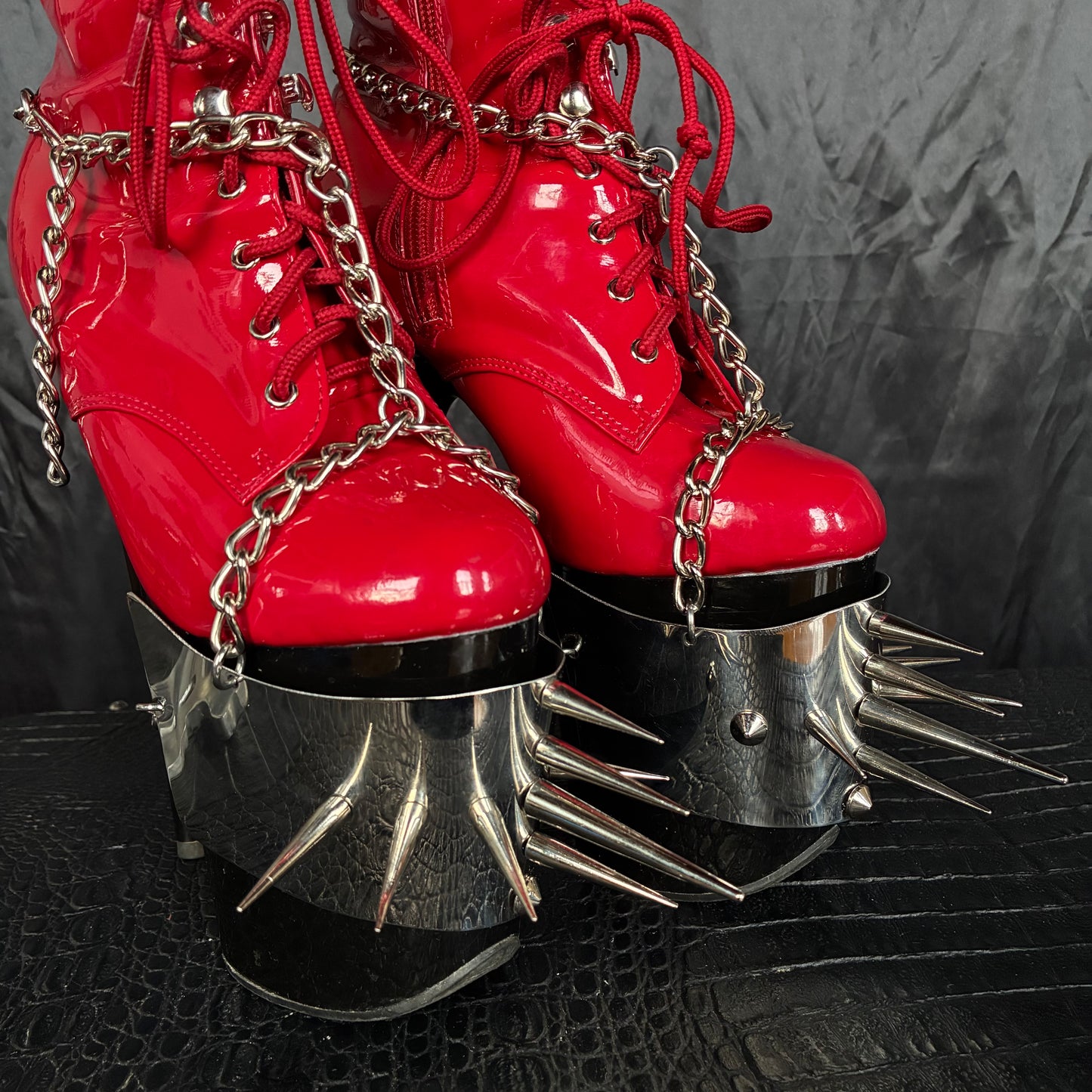 Behemoth - Pleaser boot harness with spikes, steel and alloy