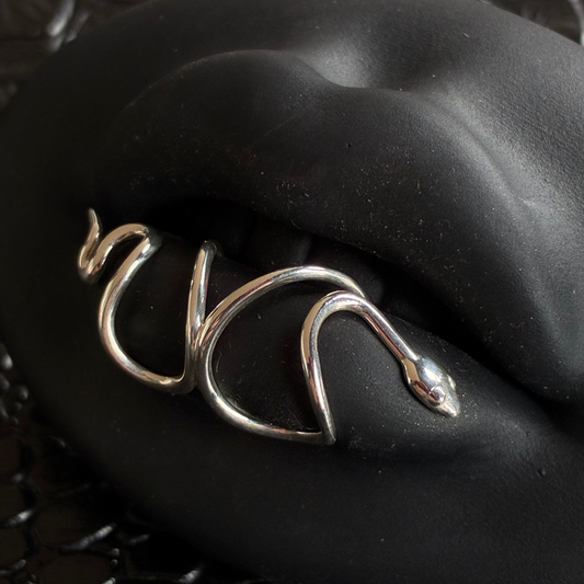 Manasa - snake lip cuff, sterling silver