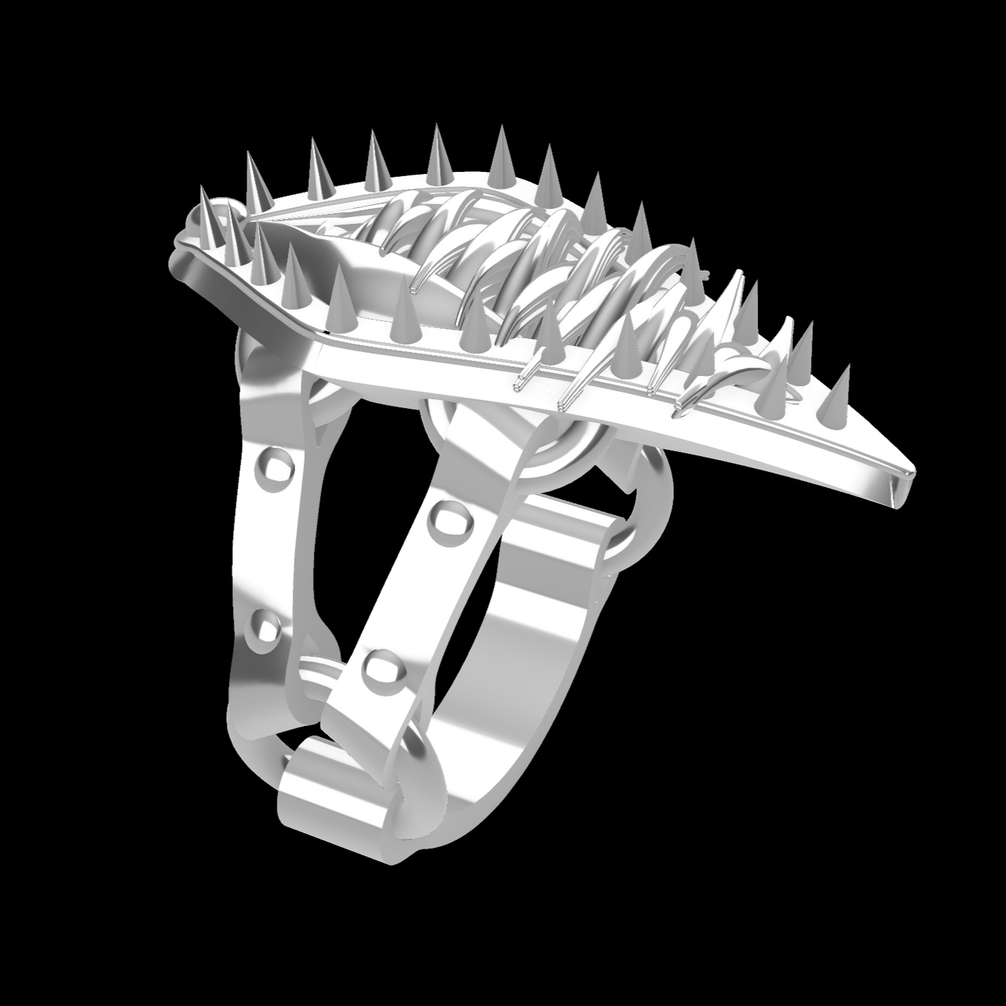 Vagina Dentata - BDSM figurative female genitalia spike ring, silver